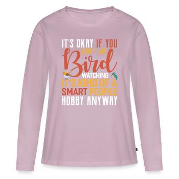 Ornithologues amateurs - T-shirt manches longues Premium bio Femme - rose poudré - Devant - Julia (174cm)