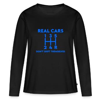 Gangschaltung Automobil - Sportwagen kein Automati - Frauen Premium Bio Langarmshirt - Schwarz - Vorne - Julia (174cm)