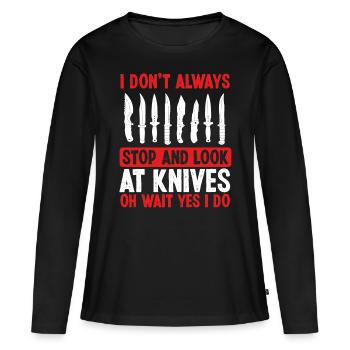 Knife Collecting Bladesmith Knifemaking Knives - Women's Premium Organic Long Sleeve Shirt - black - Front - Julia (174cm)