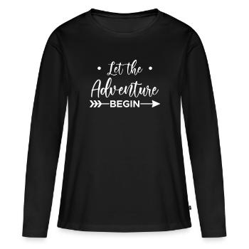Let The Adventure Begin Schwangerschaft - Frauen Premium Bio Langarmshirt - Schwarz - Vorne - Julia (174cm)
