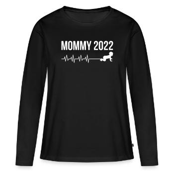 Mommy 2022 Herzschlag Herzfrequenz Geschenk - Frauen Premium Bio Langarmshirt - Schwarz - Vorne - Julia (174cm)