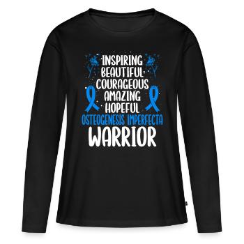 Ostéogenèse Imperfecta Mouvement de conscience Guerrier - T-shirt manches longues Premium bio Femme - noir - Devant - Julia (174cm)