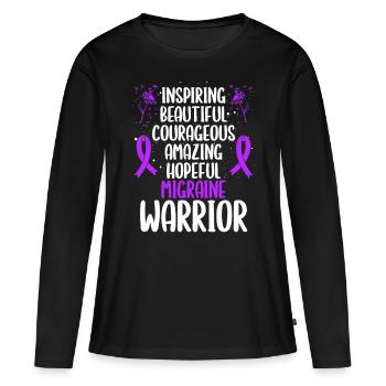 Guerrier combattant du mouvement de sensibilisation à la migraine - T-shirt manches longues Premium bio Femme - noir - Devant - Julia (174cm)