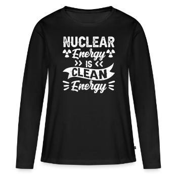 L’énergie nucléaire est une énergie propre L’énergie nucléaire - T-shirt manches longues Premium bio Femme - noir - Devant - Julia (174cm)