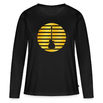Logo doré de la guitare E - T-shirt manches longues Premium bio Femme - noir - Devant - Julia (174cm)