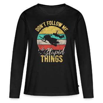 Ne me suivez pas drôle de motoneige Sports extrêmes - T-shirt manches longues Premium bio Femme - noir - Devant - Julia (174cm)