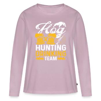 Équipe de chasse au porc Chasseur de sanglier Chasse au porc - T-shirt manches longues Premium bio Femme - rose poudré - Devant - Julia (174cm)