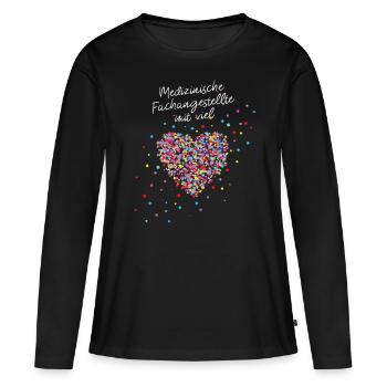 Medizinische Fachangestellte mit Herz - Frauen Premium Bio Langarmshirt - Schwarz - Vorne - Julia (174cm)