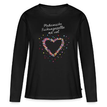 Medizinische Fachangestellte mit Herz - Frauen Premium Bio Langarmshirt - Schwarz - Vorne - Julia (174cm)