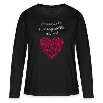 MFA mit Herz Klinik Krankenschwester - Frauen Premium Bio Langarmshirt - Schwarz - Vorne - Julia (174cm)