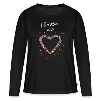 Floristin Mit Herz Blumenhandel - Frauen Premium Bio Langarmshirt - Schwarz - Vorne - Julia (174cm)