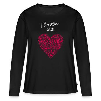 Floristin Mit Herz Blumenhandel - Frauen Premium Bio Langarmshirt - Schwarz - Vorne - Julia (174cm)