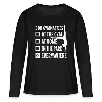 I do gymnastics everywhere - Frauen Premium Bio Langarmshirt - Schwarz - Vorne - Julia (174cm)