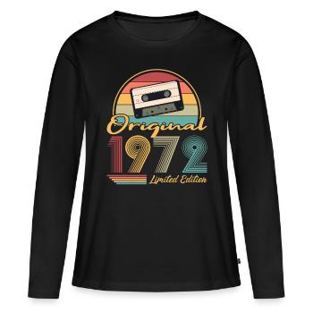 50e anniversaire né en 1972 Original 1972 - T-shirt manches longues Premium bio Femme - noir - Devant - Julia (174cm)
