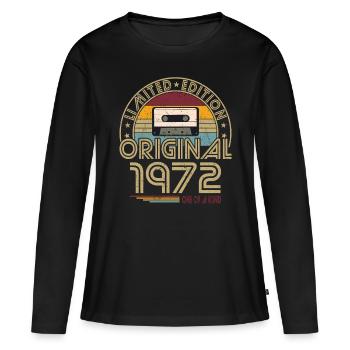 50e anniversaire né en 1972 Original 1972 - T-shirt manches longues Premium bio Femme - noir - Devant - Julia (174cm)