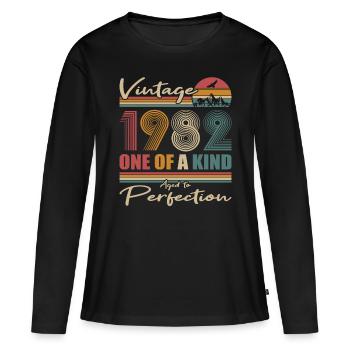40. Geburtstag Jahrgang 1982 Vintage 1982 - Frauen Premium Bio Langarmshirt - Schwarz - Vorne - Julia (174cm)