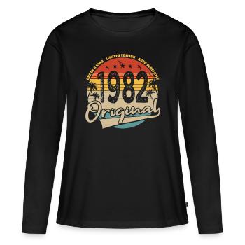 40e anniversaire né en 1982 Original 1982 - T-shirt manches longues Premium bio Femme - noir - Devant - Julia (174cm)
