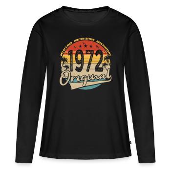 50e anniversaire né en 1972 Original 1972 - T-shirt manches longues Premium bio Femme - noir - Devant - Julia (174cm)