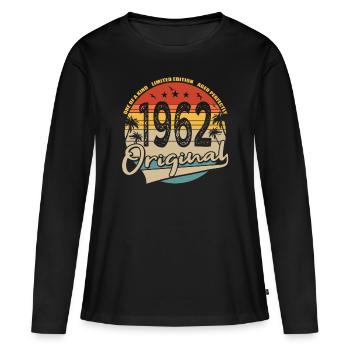 60e anniversaire né en 1962 Original 1962 - T-shirt manches longues Premium bio Femme - noir - Devant - Julia (174cm)