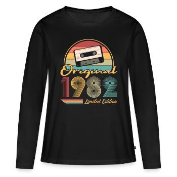 40e anniversaire né en 1982 Original 1982 - T-shirt manches longues Premium bio Femme - noir - Devant - Julia (174cm)