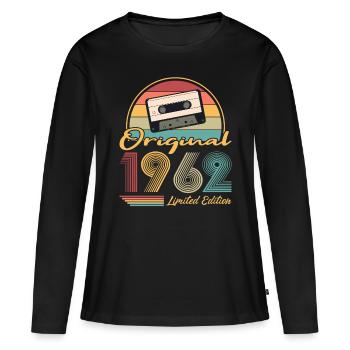 60e anniversaire né en 1962 Original 1962 - T-shirt manches longues Premium bio Femme - noir - Devant - Julia (174cm)