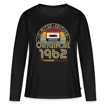 60e anniversaire né en 1962 Original 1962 - T-shirt manches longues Premium bio Femme - noir - Devant - Julia (174cm)