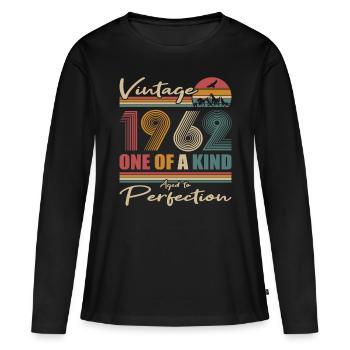 60ème anniversaire millésime 1962 Millésime 1962 - T-shirt manches longues Premium bio Femme - noir - Devant - Julia (174cm)