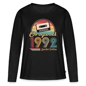 30e anniversaire né 1992 Original 1992 - T-shirt manches longues Premium bio Femme - noir - Devant - Julia (174cm)