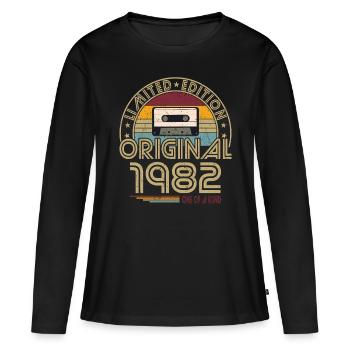 40e anniversaire né en 1982 Original 1982 - T-shirt manches longues Premium bio Femme - noir - Devant - Julia (174cm)