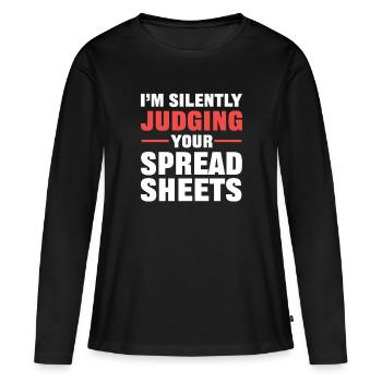Calculatrice de feuille de calcul comptable comptable - T-shirt manches longues Premium bio Femme - noir - Devant - Julia (174cm)
