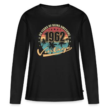 60e anniversaire né en 1962 60 ans - T-shirt manches longues Premium bio Femme - noir - Devant - Julia (174cm)
