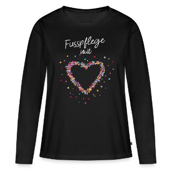 Fußpflege mit Herz Podologie Podologin - Frauen Premium Bio Langarmshirt - Schwarz - Vorne - Julia (174cm)