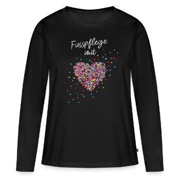 Fußpflege mit Herz Podologin Füße - Frauen Premium Bio Langarmshirt - Schwarz - Vorne - Julia (174cm)