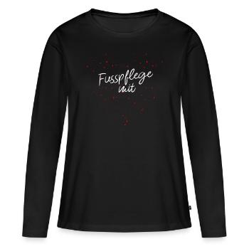 Fußpflege mit Herz Kosmetikerstudio Füße - Frauen Premium Bio Langarmshirt - Schwarz - Vorne - Julia (174cm)