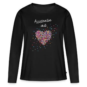 Assistentin mit Herz Arzthelferin - Frauen Premium Bio Langarmshirt - Schwarz - Vorne - Julia (174cm)