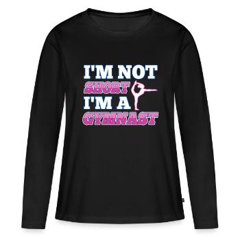 Im not short i'm a gymnast - Frauen Premium Bio Langarmshirt - Schwarz - Vorne - Julia (174cm)