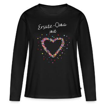 Ersatzoma Mit Herz Grossmutter Muttertag - Frauen Premium Bio Langarmshirt - Schwarz - Vorne - Julia (174cm)