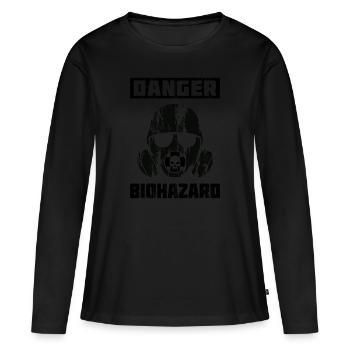 Symbole de risque biologique Corona Virus Gift Idea Warning - T-shirt manches longues Premium bio Femme - noir - Devant - Julia (174cm)