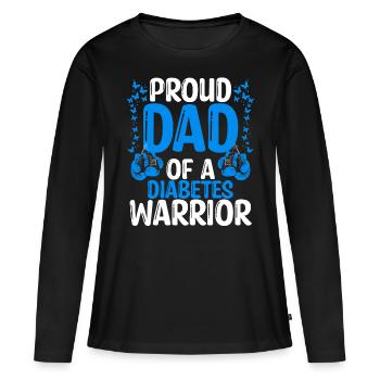 Diabetes Movement Ribbon Dad of a Warrior - Frauen Premium Bio Langarmshirt - Schwarz - Vorne - Julia (174cm)