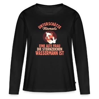 Sternzeichen Wassermann - Frauen Premium Bio Langarmshirt - Schwarz - Vorne - Julia (174cm)