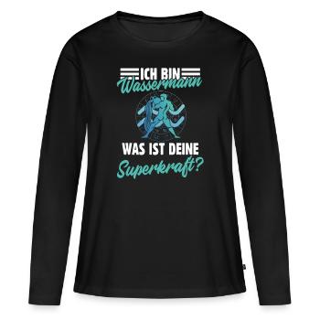 Sternzeichen Wassermann - Frauen Premium Bio Langarmshirt - Schwarz - Vorne - Julia (174cm)