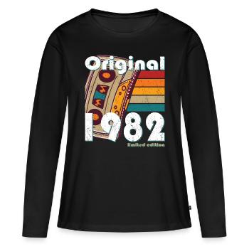 40e anniversaire né en 1982 Original 1982 - T-shirt manches longues Premium bio Femme - noir - Devant - Julia (174cm)