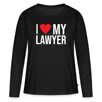 J’aime Mon avocat Avocat Avocat - T-shirt manches longues Premium bio Femme - noir - Devant - Julia (174cm)