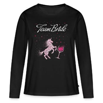 Team Bride Einhorn Junggesellenabschied - Frauen Premium Bio Langarmshirt - Schwarz - Vorne - Julia (174cm)