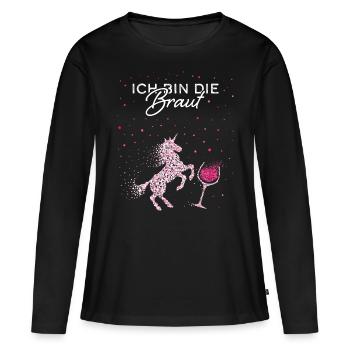 Braut Einhorn Junggesellenabschied - Frauen Premium Bio Langarmshirt - Schwarz - Vorne - Julia (174cm)