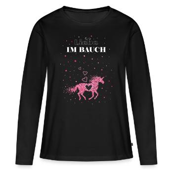 Einhorn Schwangerschaft Babybauch - Frauen Premium Bio Langarmshirt - Schwarz - Vorne - Julia (174cm)