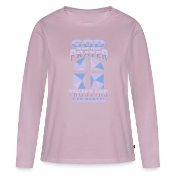 Verset biblique Jésus-Christ Étudiants de la Bible - T-shirt manches longues Premium bio Femme - rose poudré - Devant - Julia (174cm)