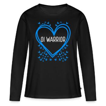 Osteogenesis Imperfecta Ribbon Fight Heart Warrior - Frauen Premium Bio Langarmshirt - Schwarz - Vorne - Julia (174cm)