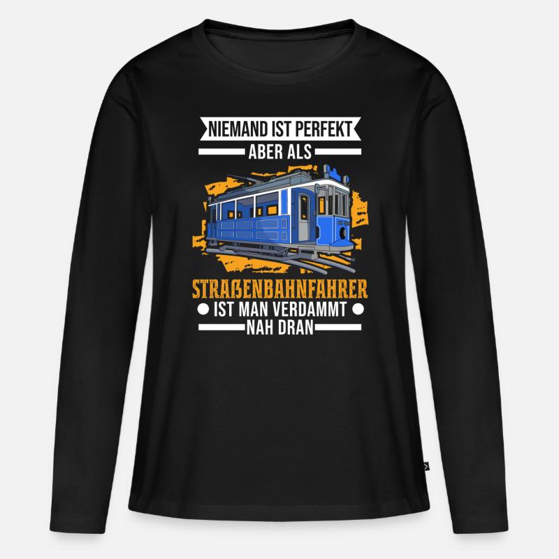 Straßenbahn Straßenbahnfahrer Tram S-Bahn - Frauen Premium Bio Langarmshirt - Schwarz