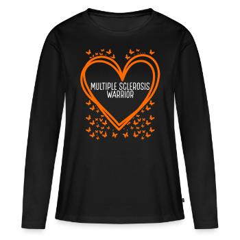 Multiple Sclerosis Ribbon Fighter Heart Warrior - Frauen Premium Bio Langarmshirt - Schwarz - Vorne - Julia (174cm)
